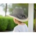 Straw Big Rim Hat w/ Bow - Black - HT-M11BK